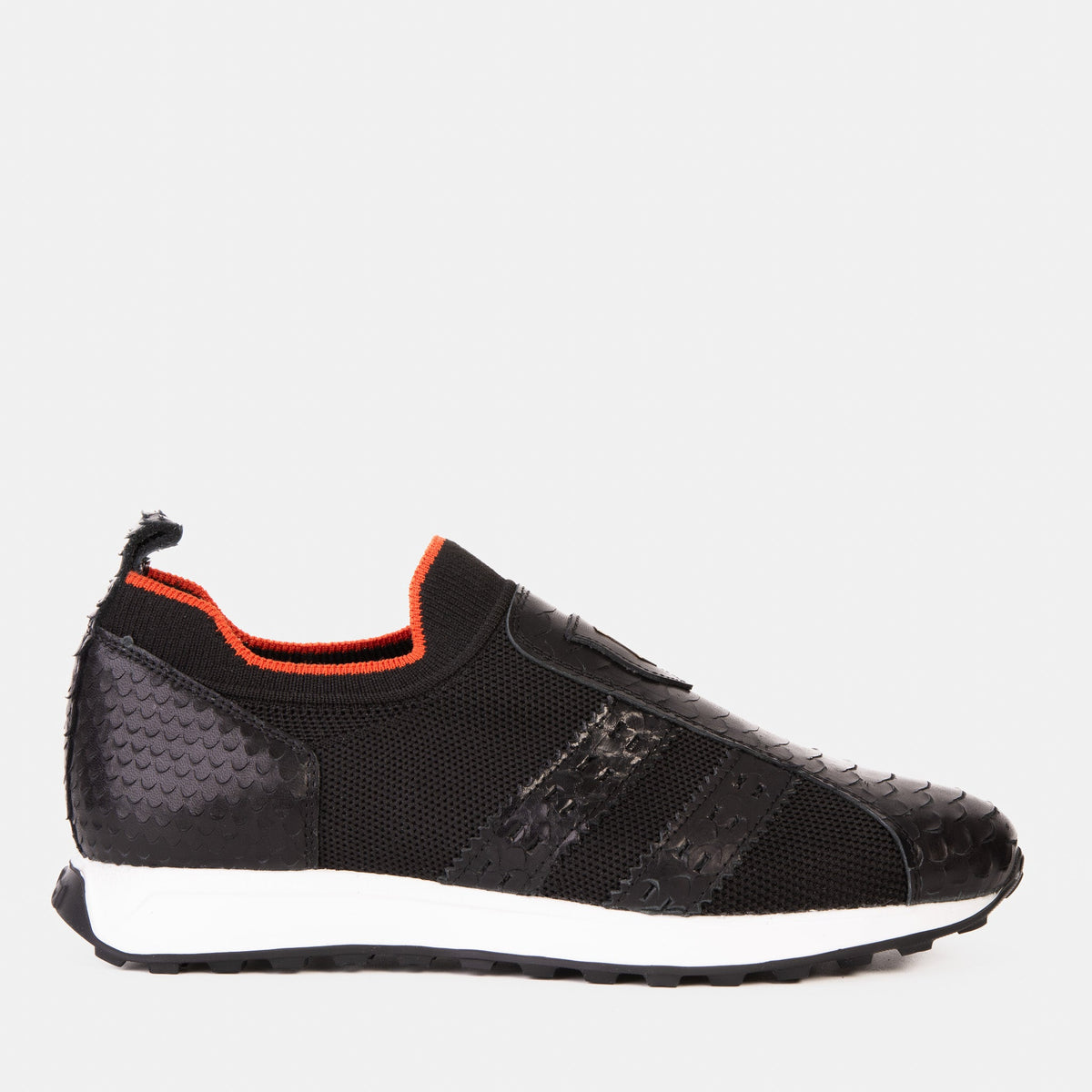 The Aslan Black Knitted Leather Sneaker - Vinci Leather