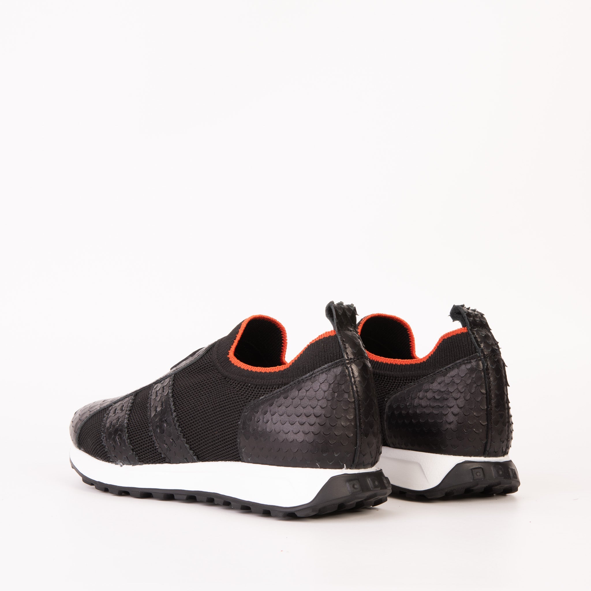 The Aslan Black Knitted Leather Sneaker - Vinci Leather