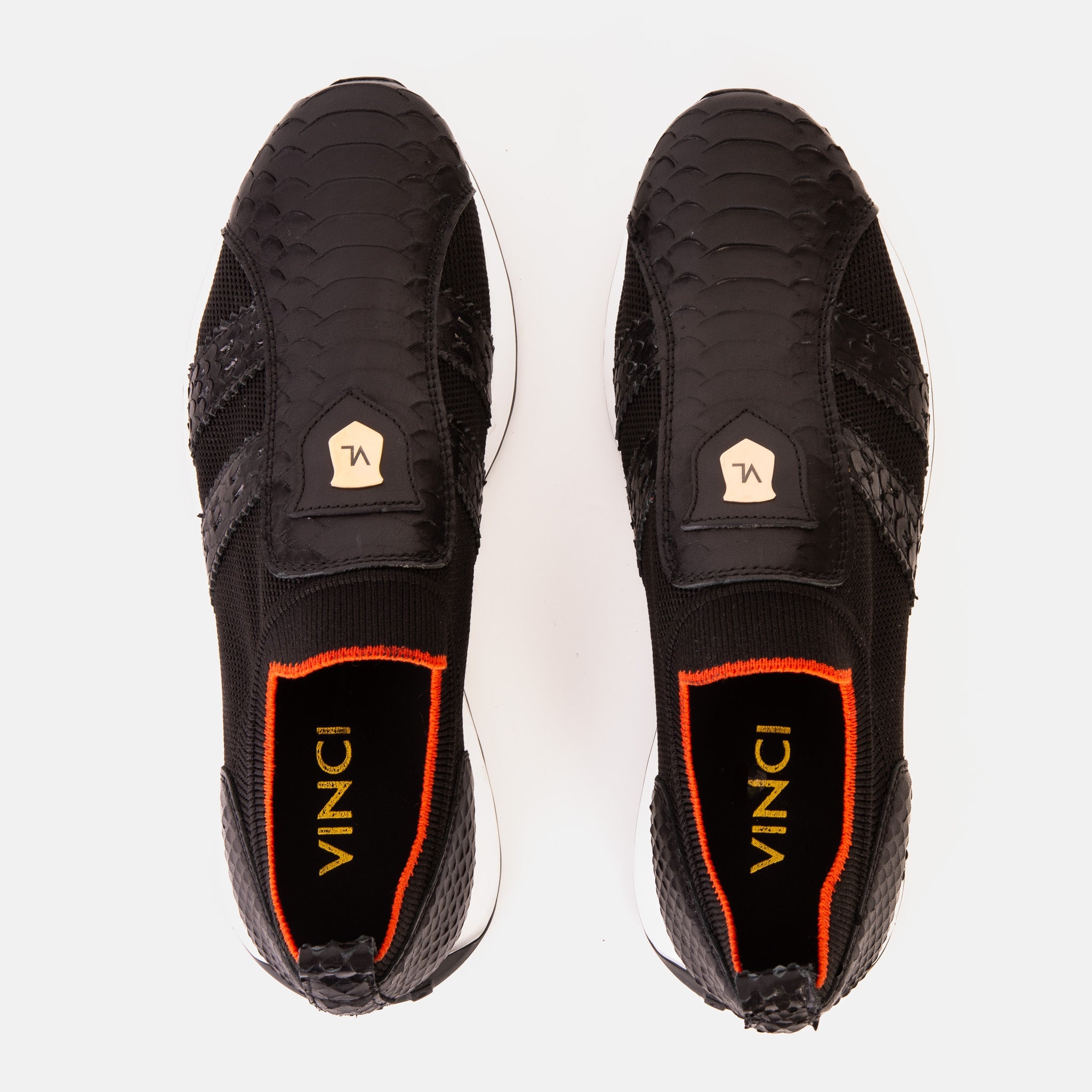 The Aslan Black Knitted Leather Sneaker - Vinci Leather