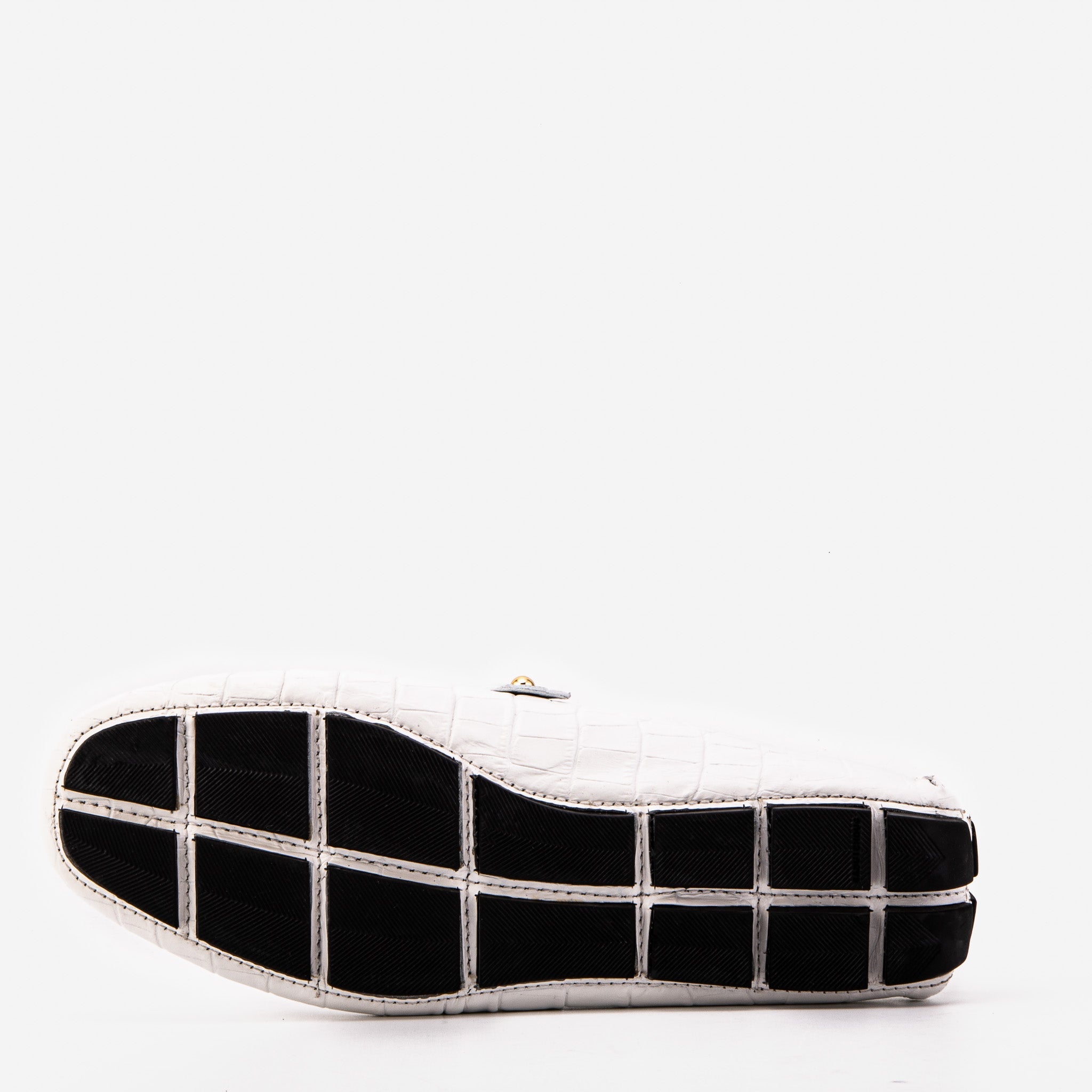 The Pisa White Leather Bit Drive Loafer Shoe - Vinci Leather