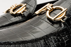 The Pisa Black Leather Bit Drive Loafer Shoe - Vinci Leather