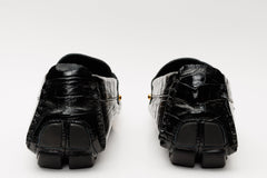 The Pisa Black Leather Bit Drive Loafer Shoe - Vinci Leather