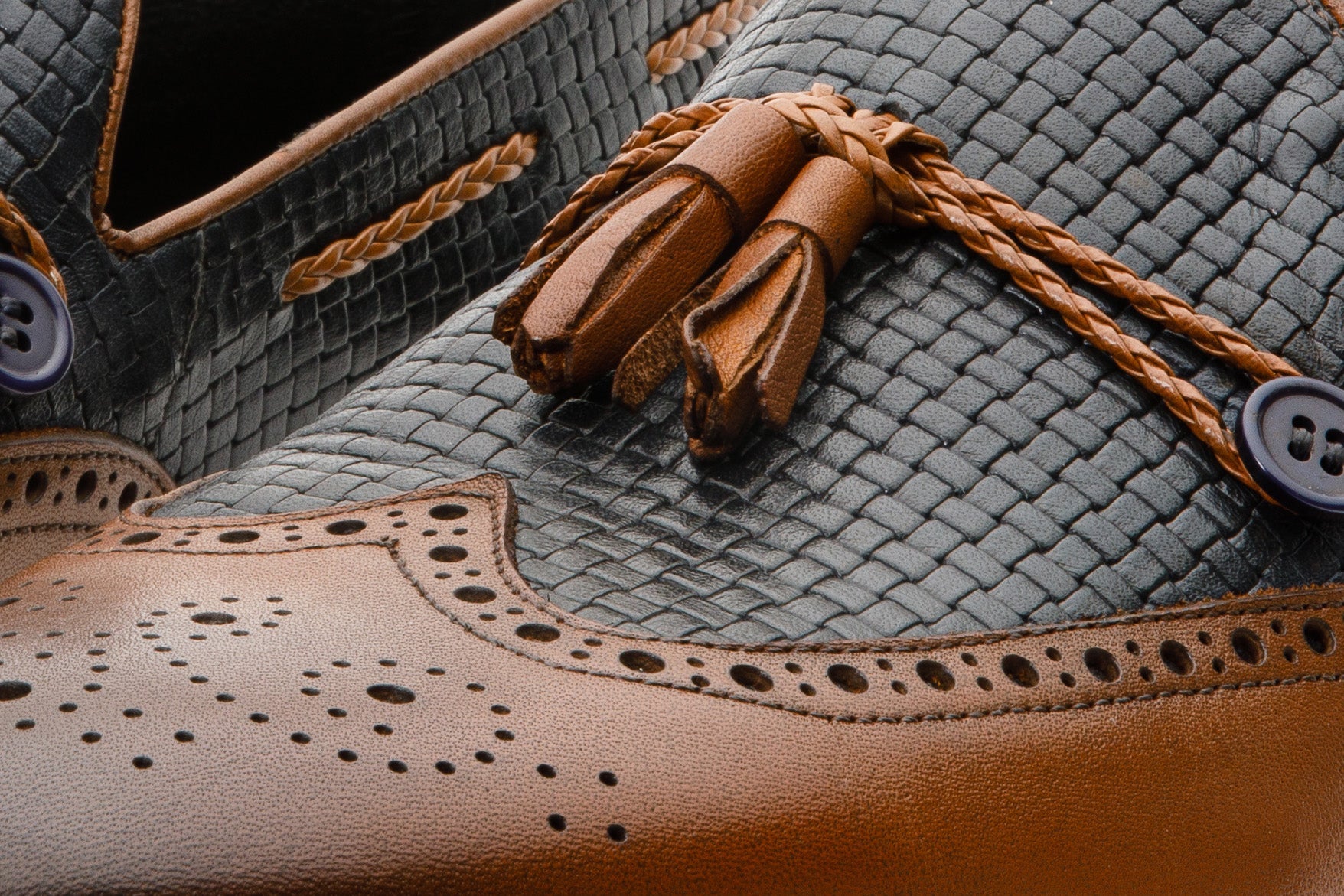 The Istanbul Tan Navy Blue Leather Tassel Loafer Shoe - Vinci Leather