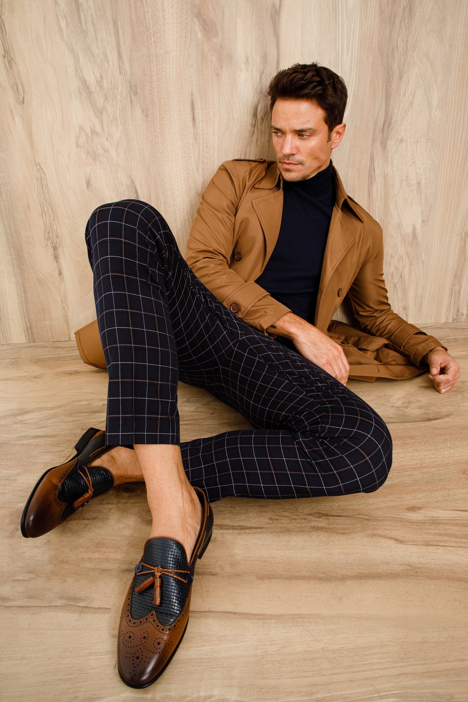 The Istanbul Tan Navy Blue Leather Tassel Loafer Shoe - Vinci Leather