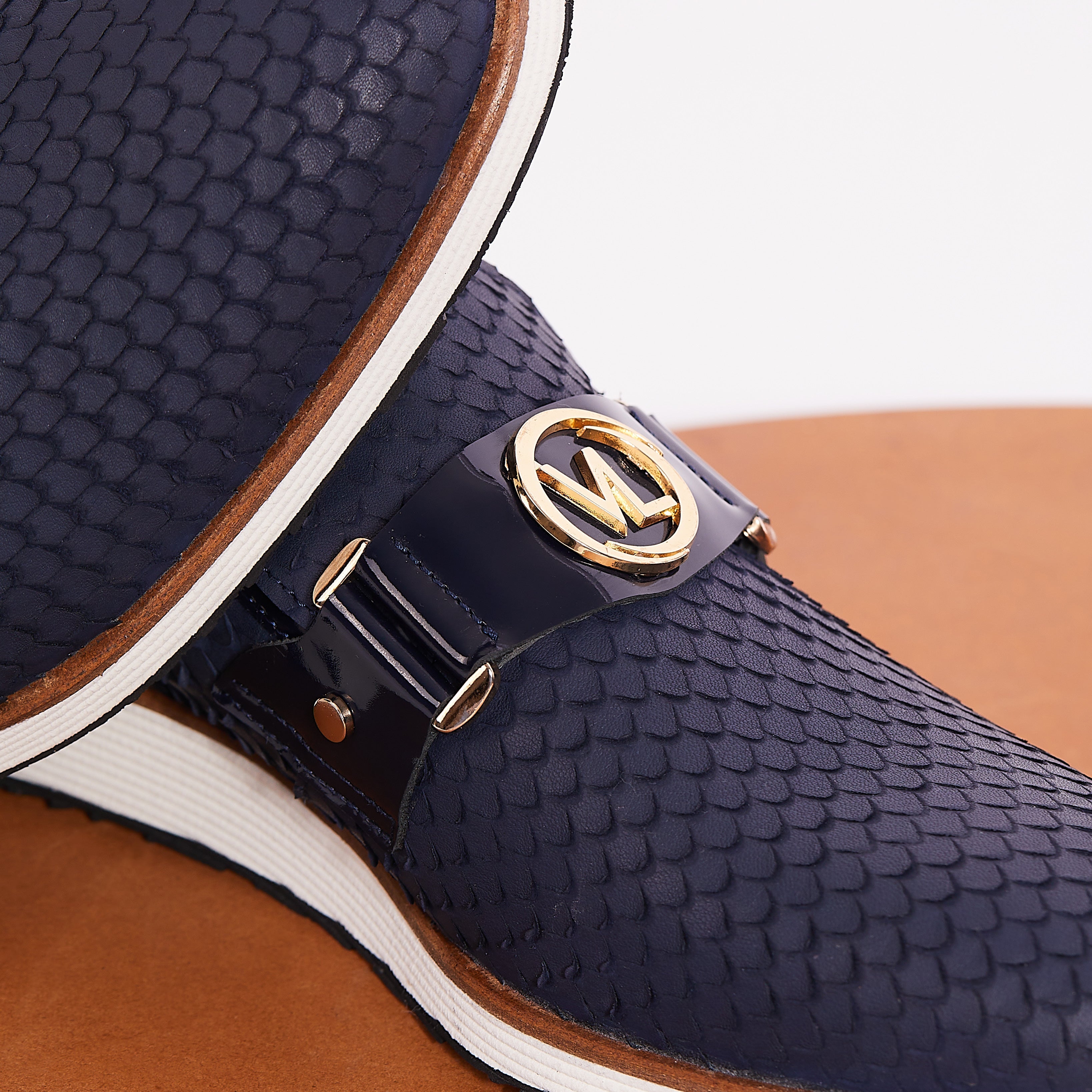 The Legacy Navy Blue Leather Casual Loafer Shoe - Vinci Leather