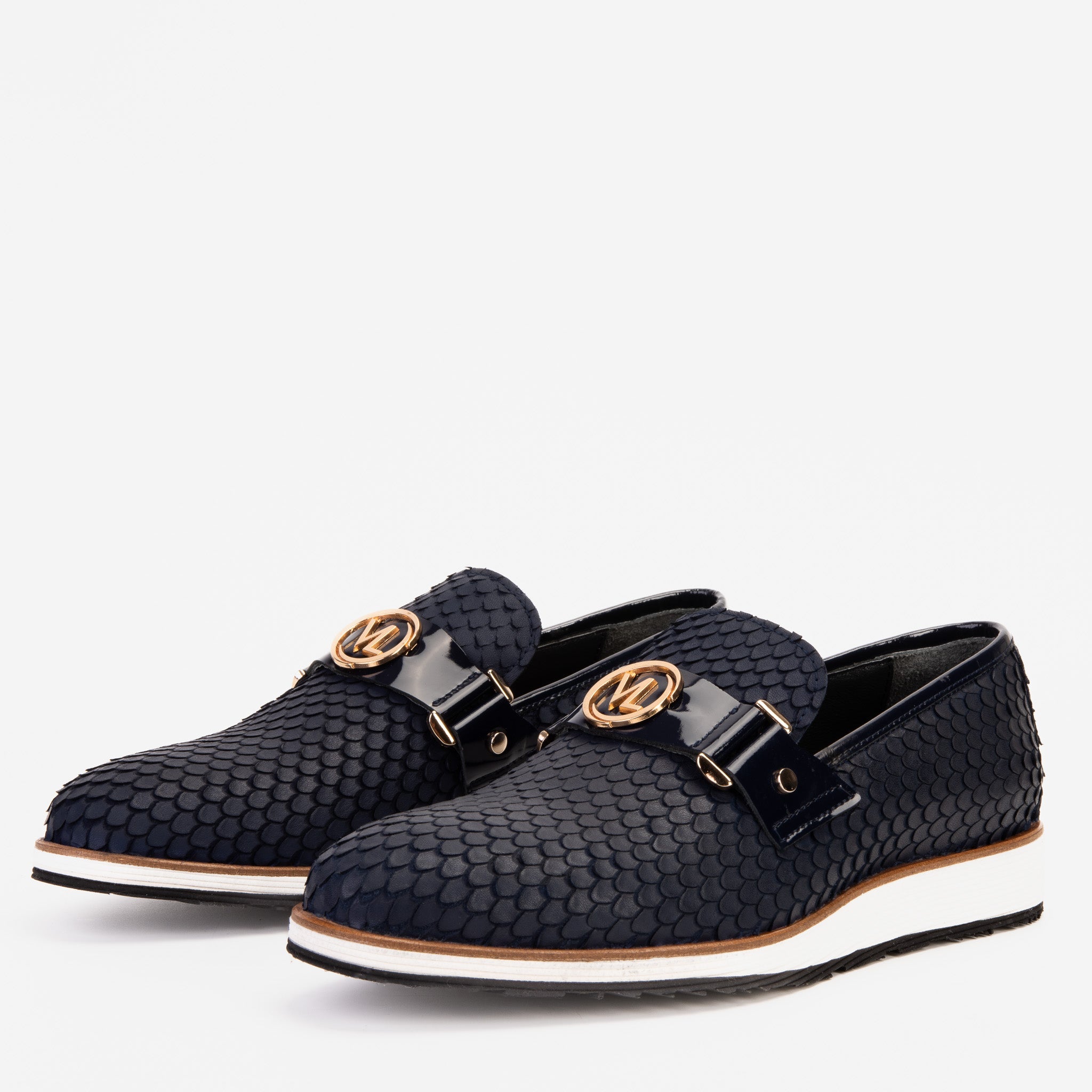 The Legacy Navy Blue Leather Casual Loafer Shoe - Vinci Leather