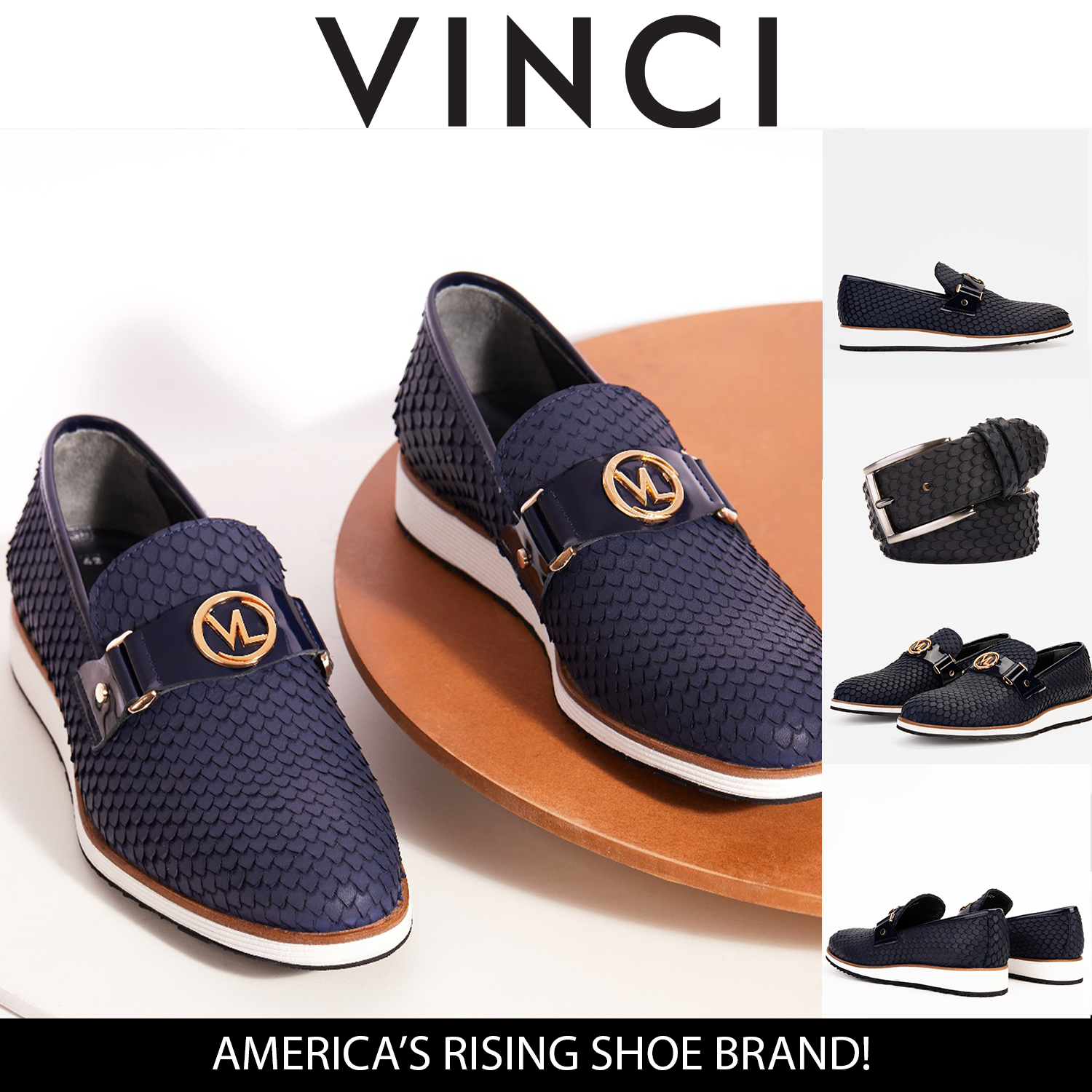 The Legacy Navy Blue Leather Casual Loafer Shoe - Vinci Leather