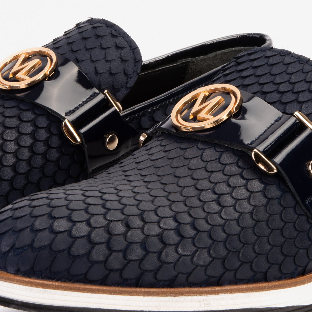 The Legacy Navy Blue Leather Casual Loafer Shoe - Vinci Leather