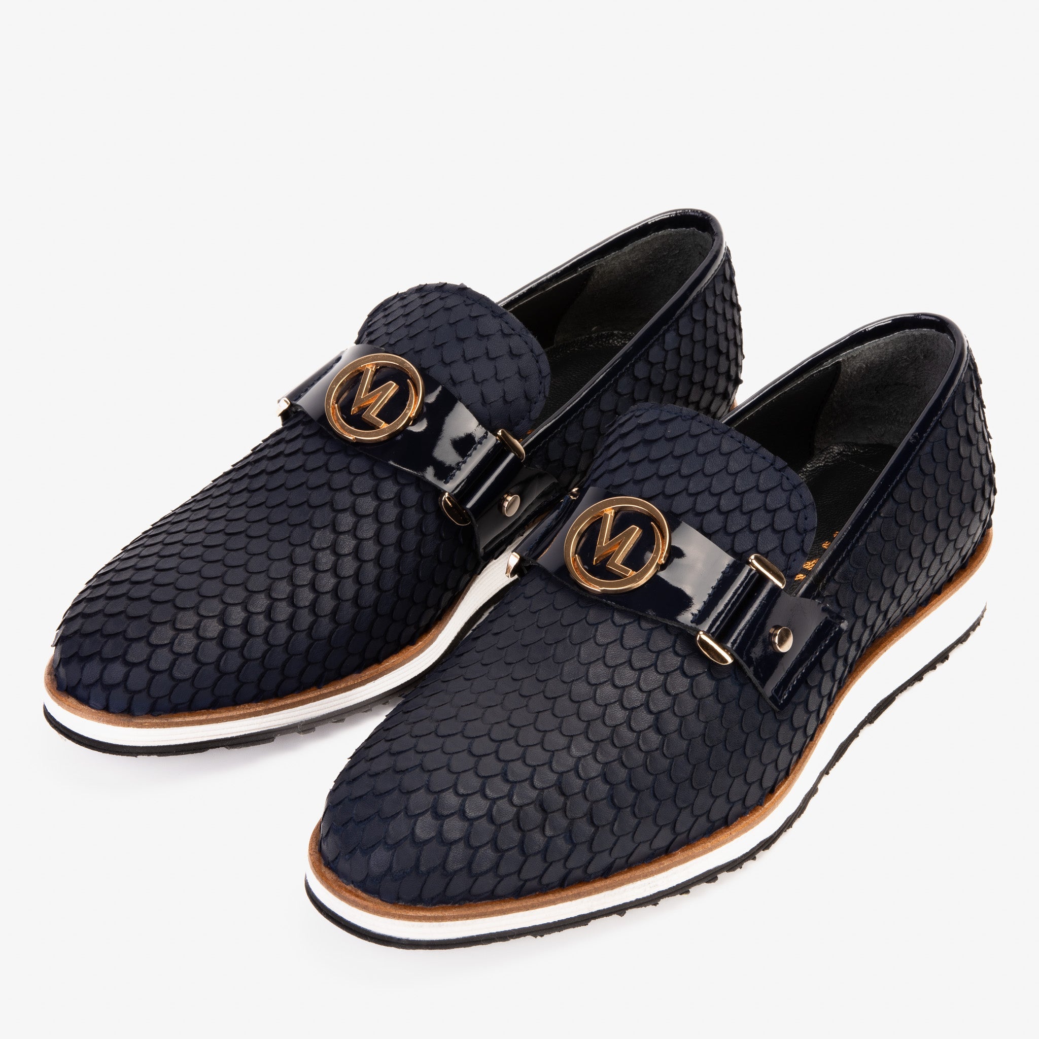 The Legacy Navy Blue Leather Casual Loafer Shoe - Vinci Leather
