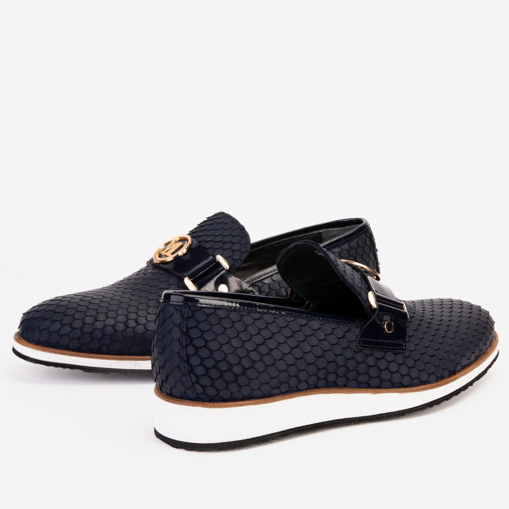 The Legacy Navy Blue Leather Casual Loafer Shoe - Vinci Leather