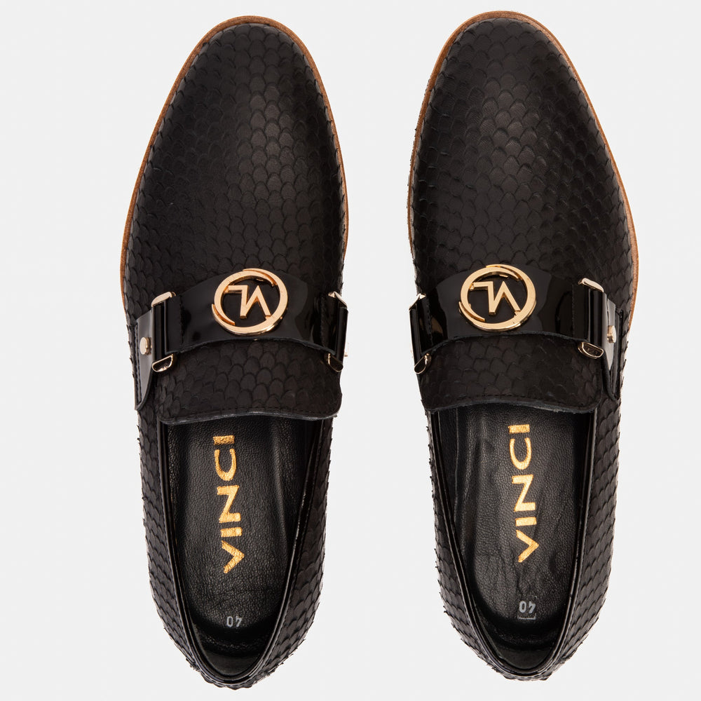 The Legacy Black Leather Casual Loafer Shoe - Vinci Leather