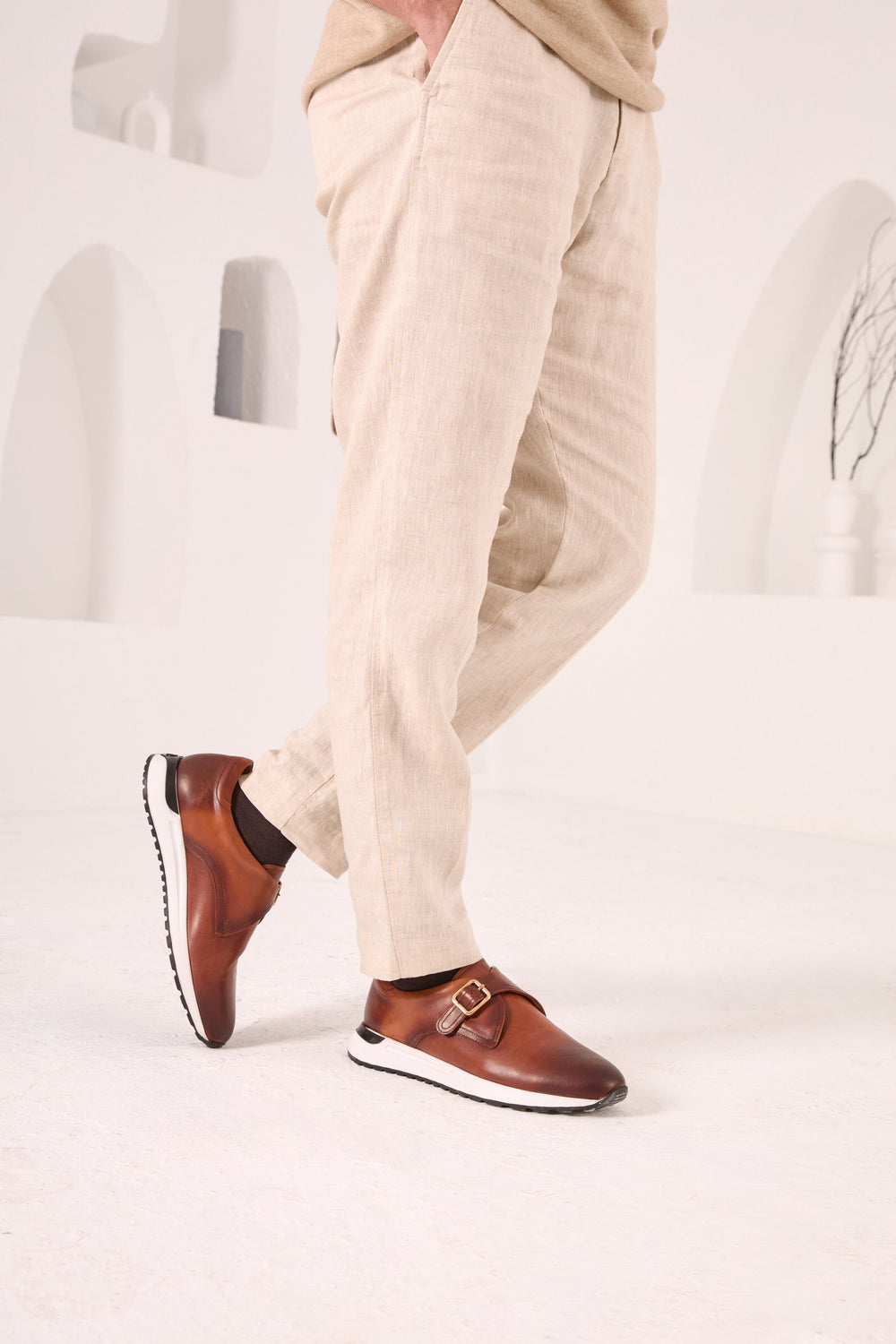 The Torino Tan Leather Sneaker - Vinci Leather