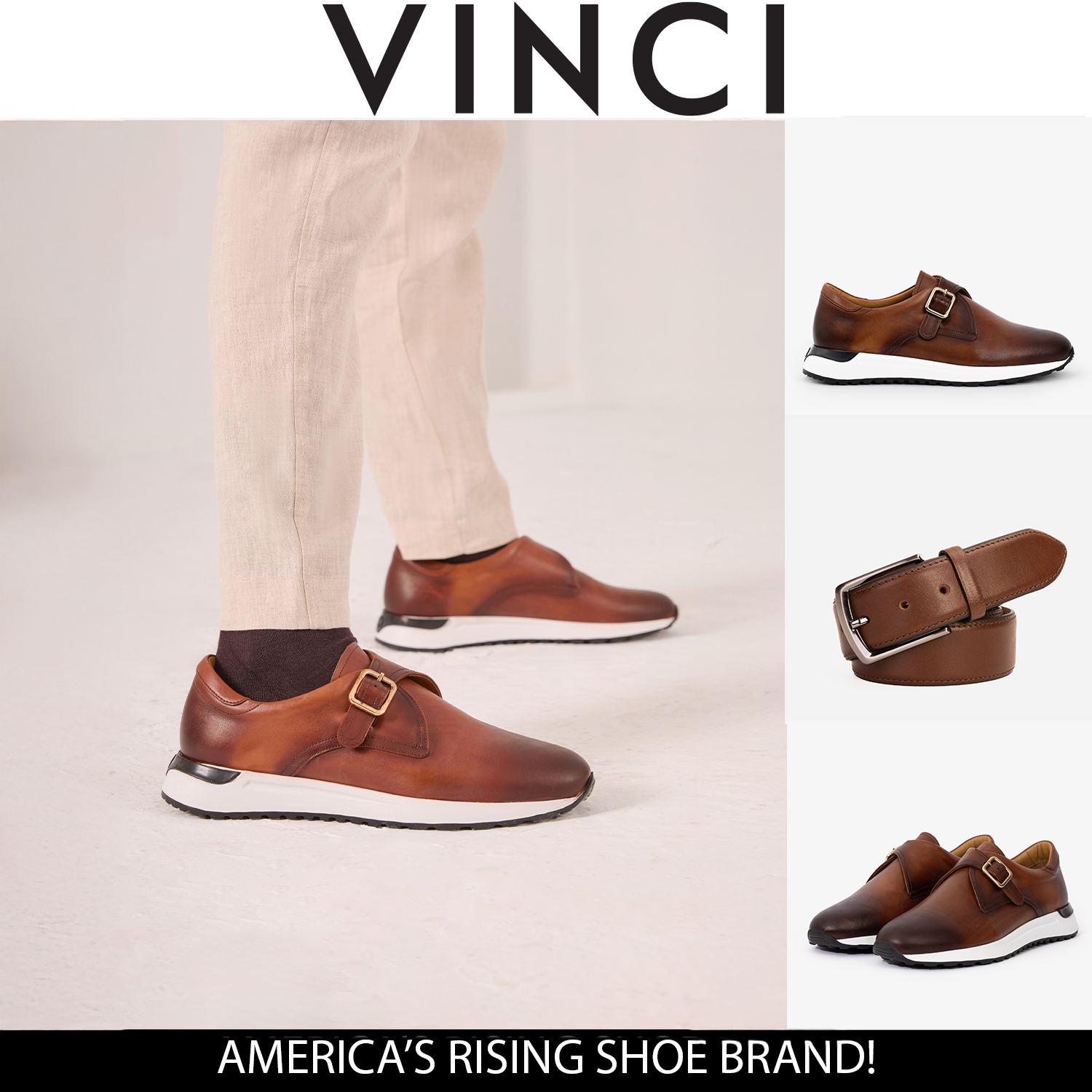 The Torino Tan Leather Sneaker - Vinci Leather