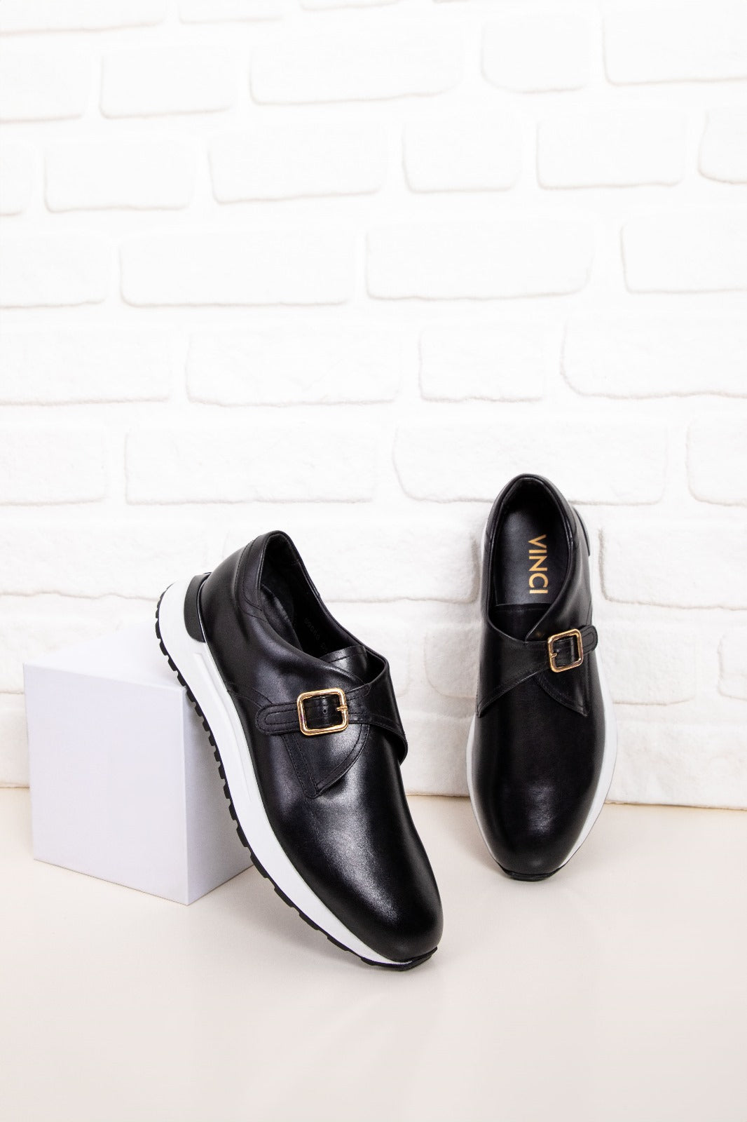 The Torino Black Leather Sneaker - Vinci Leather