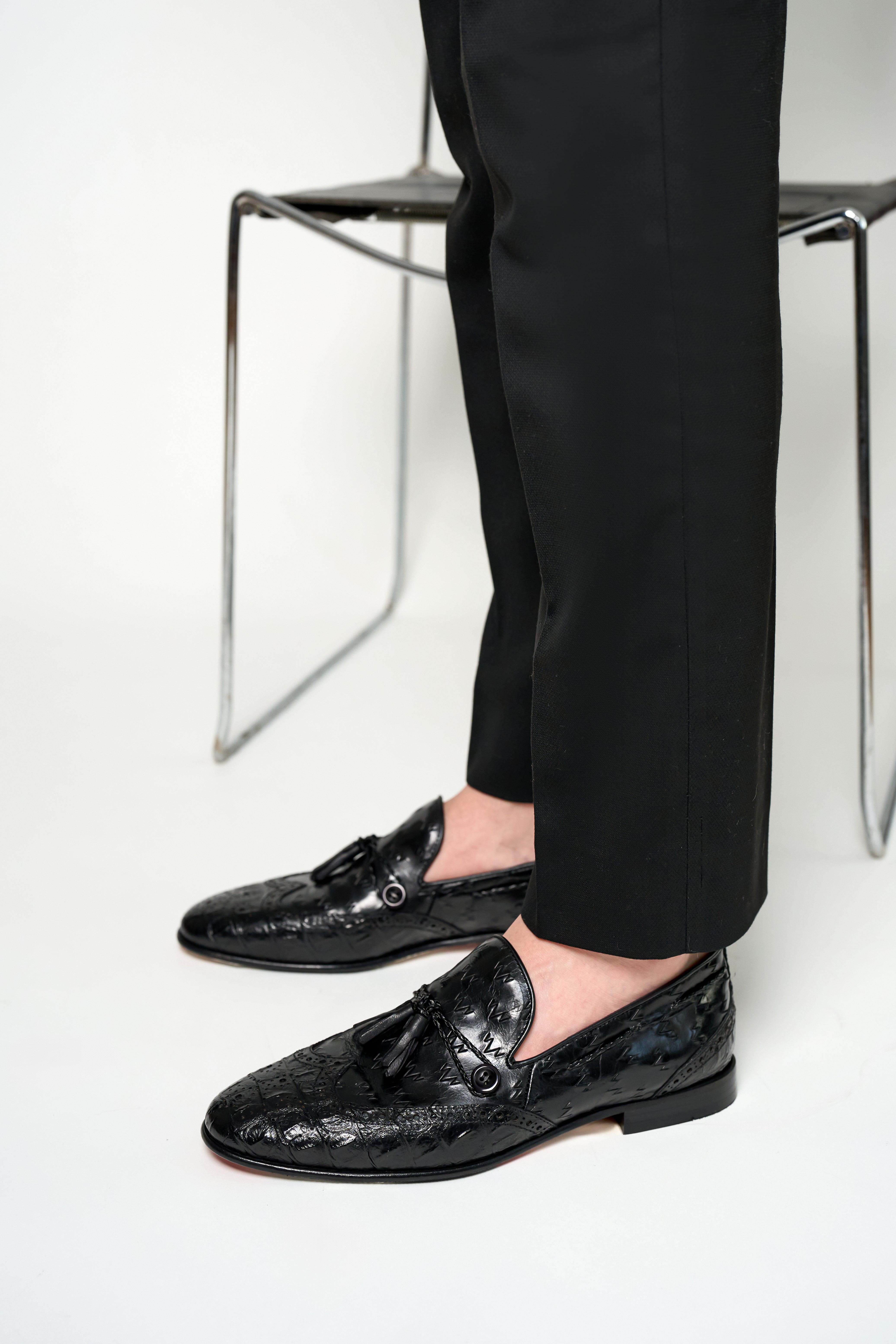 The Istanbul Black Leather Tassel Loafer Shoe - Vinci Leather