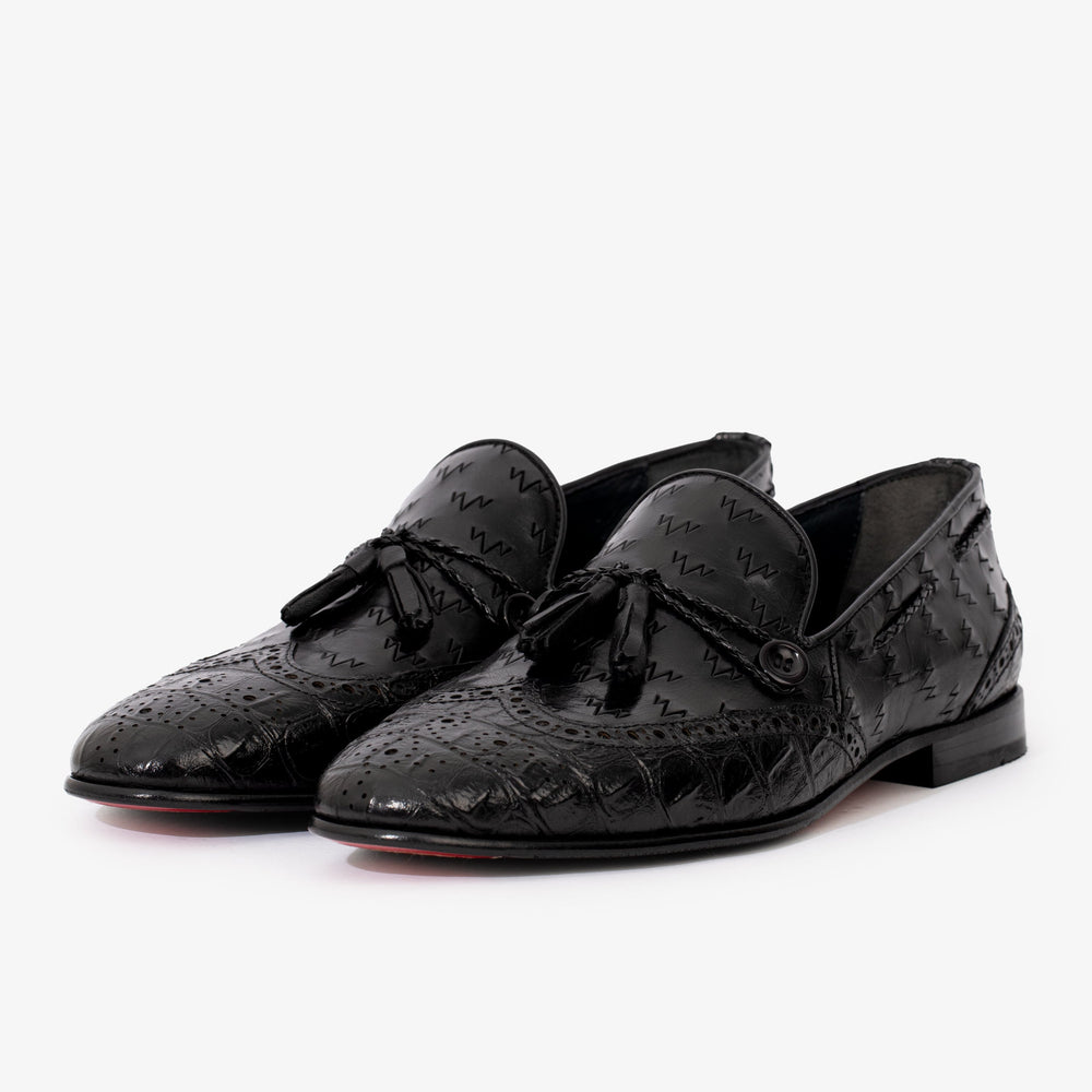 The Istanbul Black Leather Tassel Loafer Shoe - Vinci Leather