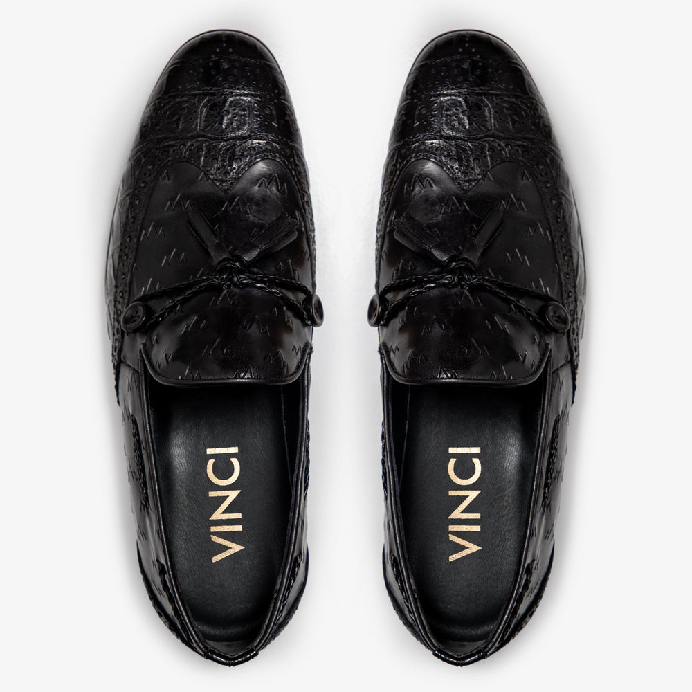 The Istanbul Black Leather Tassel Loafer Shoe - Vinci Leather
