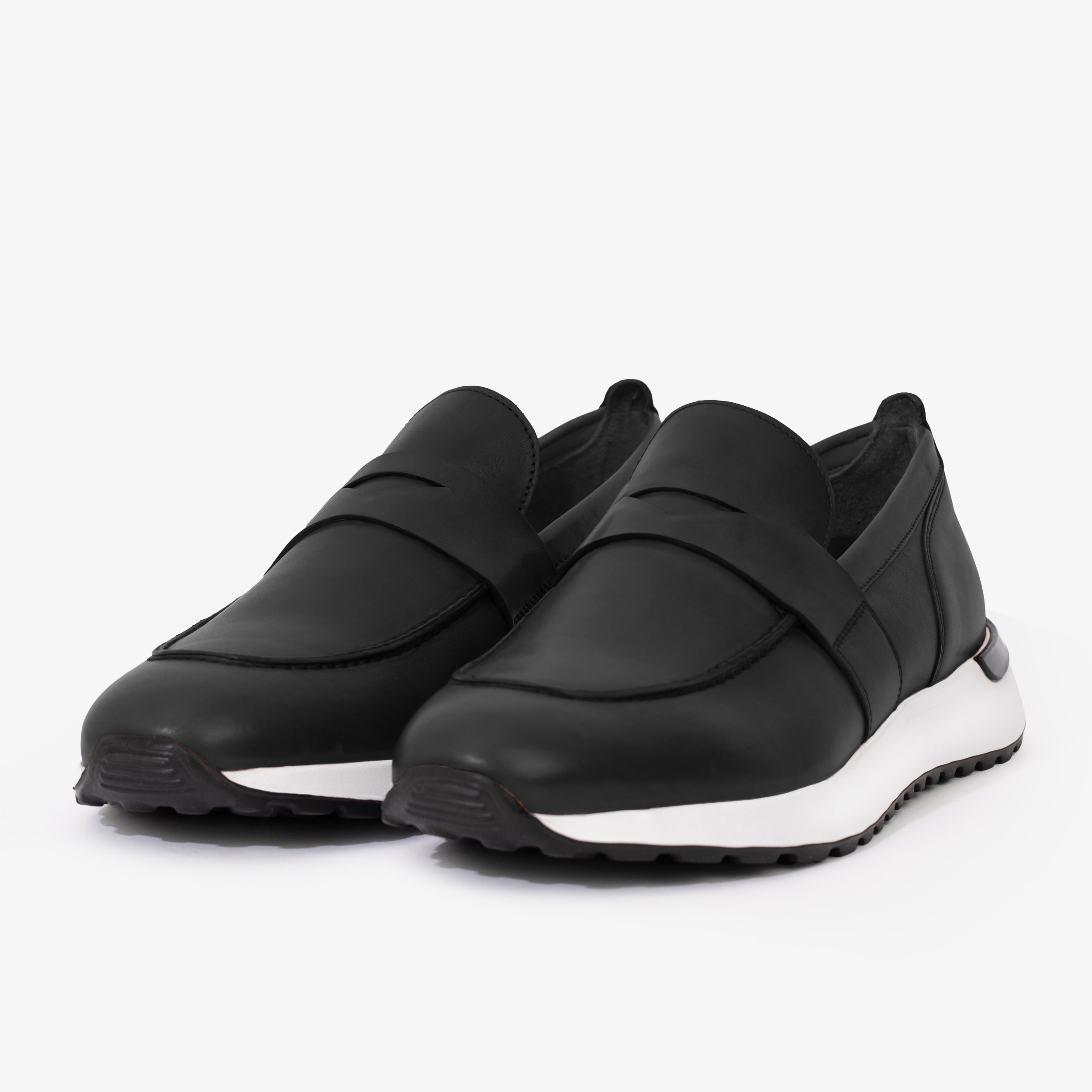 The Lara Black Leather Sneaker - Vinci Leather