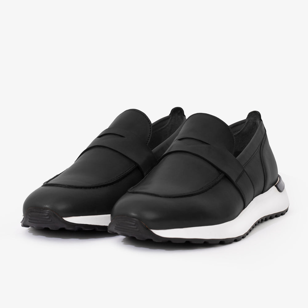 The Lara Black Leather Sneaker - Vinci Leather