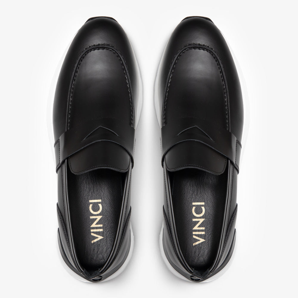 The Lara Black Leather Sneaker - Vinci Leather