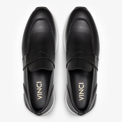 The Lara Black Leather Sneaker - Vinci Leather