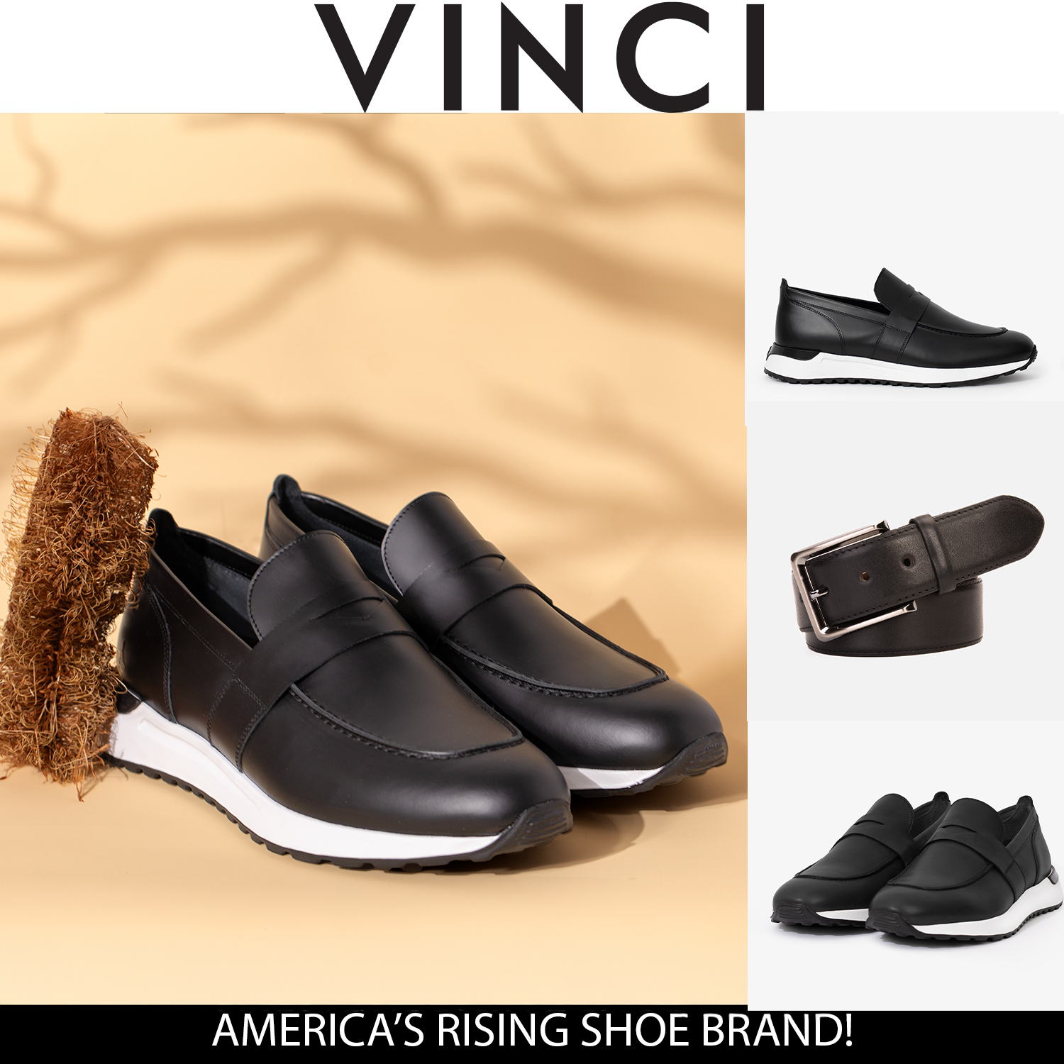 The Lara Black Leather Sneaker - Vinci Leather