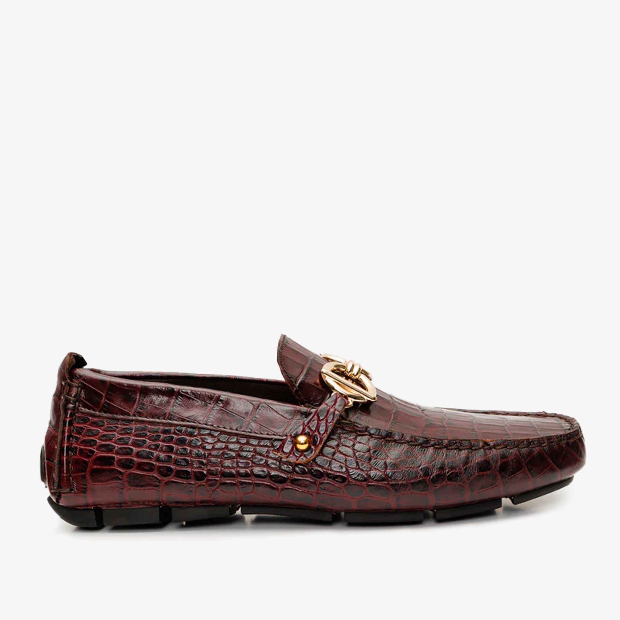 The Pisa Burgundy Leather Bit Drive Loafer Shoe - Vinci Leather