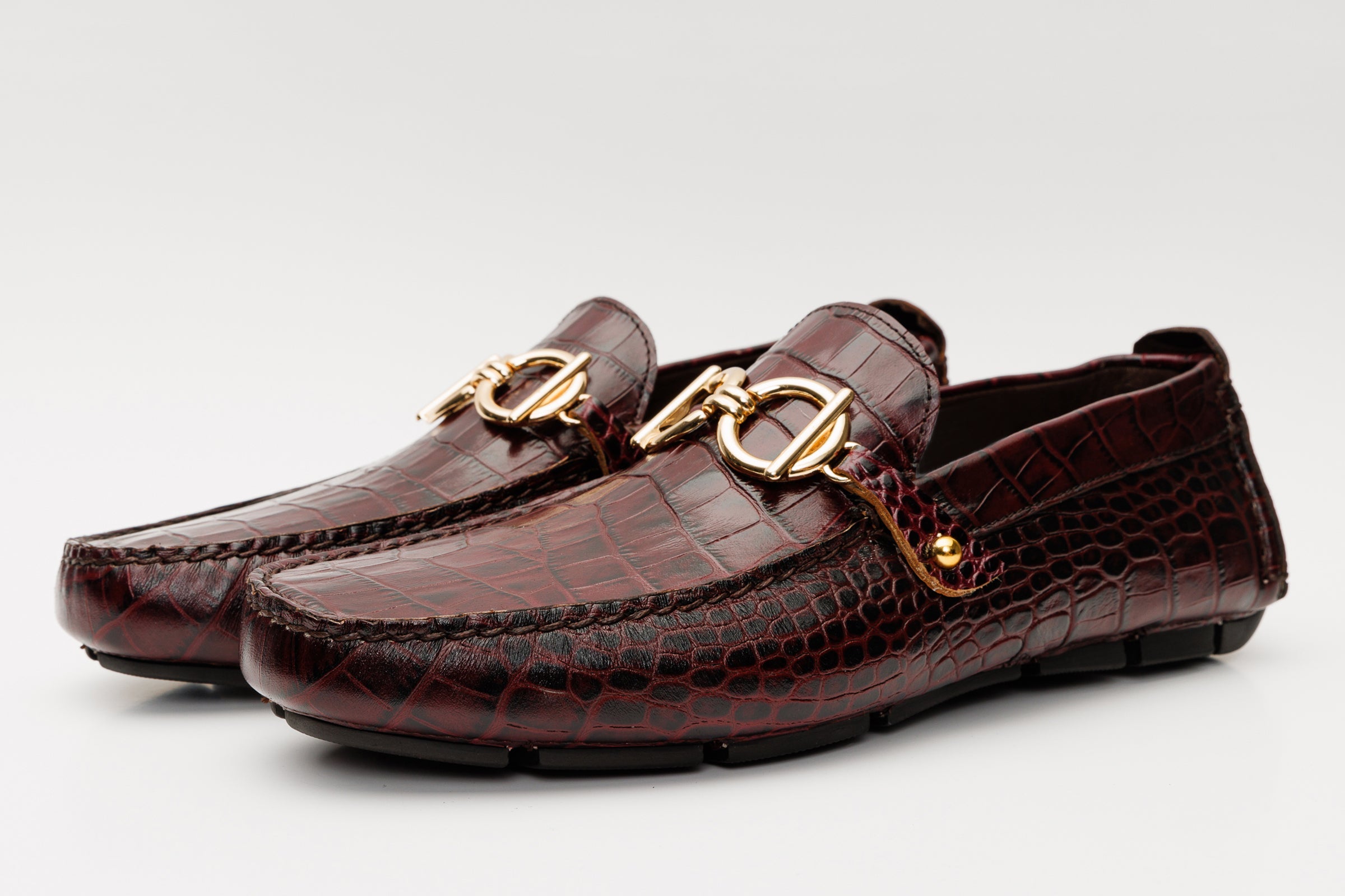 The Pisa Burgundy Leather Bit Drive Loafer Shoe - Vinci Leather