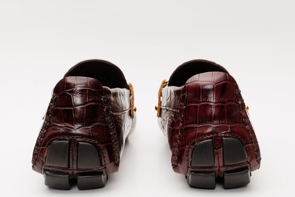 The Pisa Burgundy Leather Bit Drive Loafer Shoe - Vinci Leather