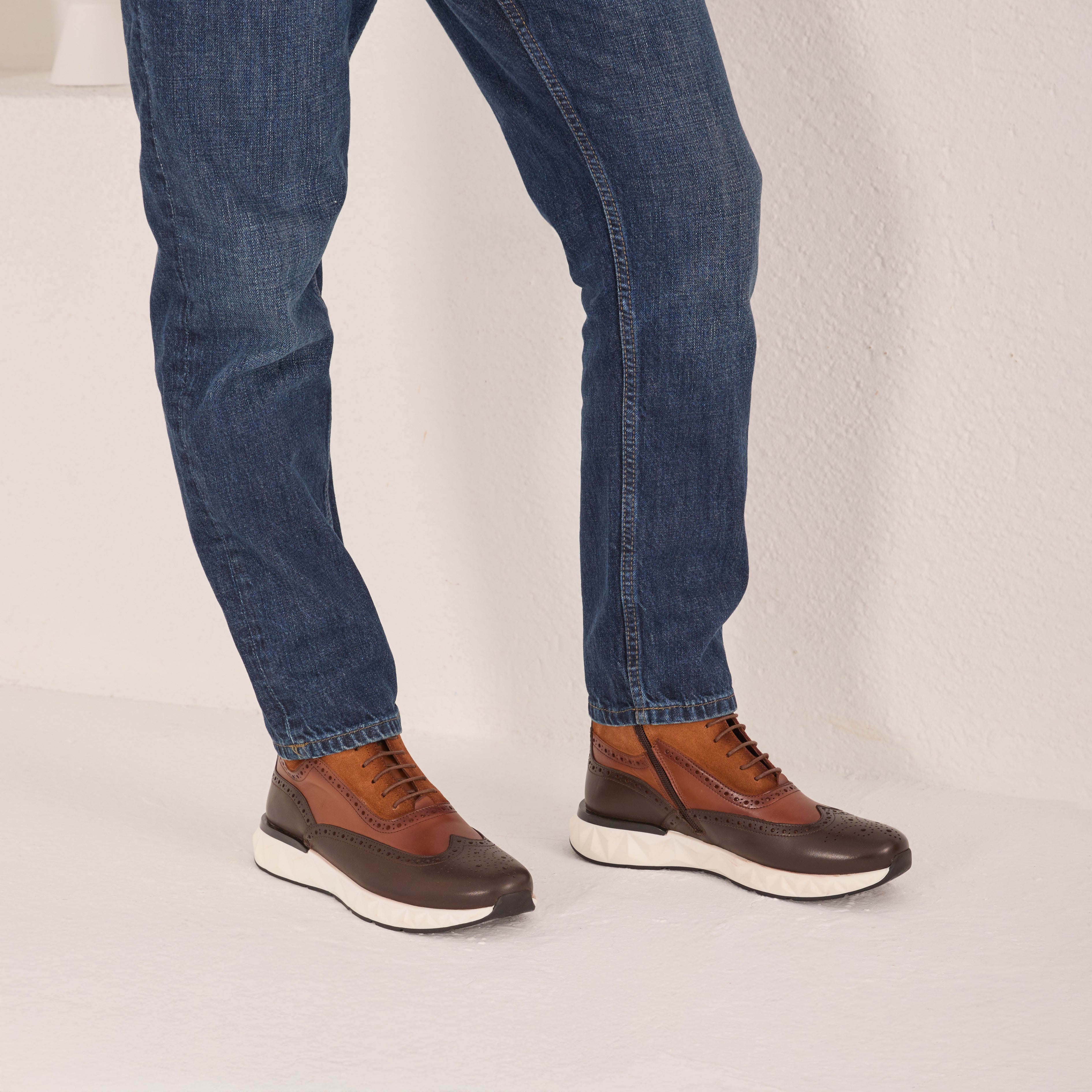 The Regent Brown Leather Wingtip Brogue Casual Boot - Vinci Leather
