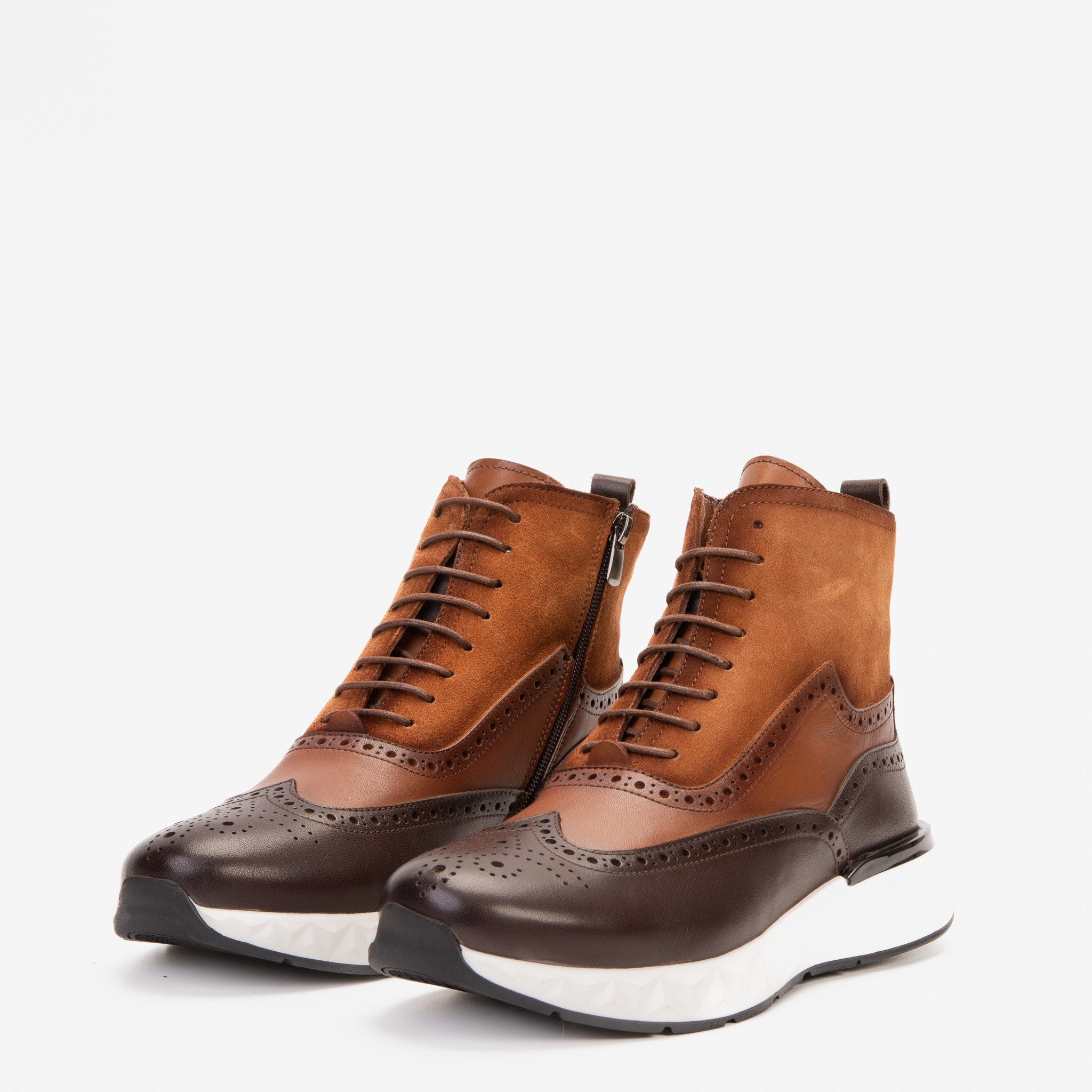 The Regent Brown Leather Wingtip Brogue Casual Boot - Vinci Leather