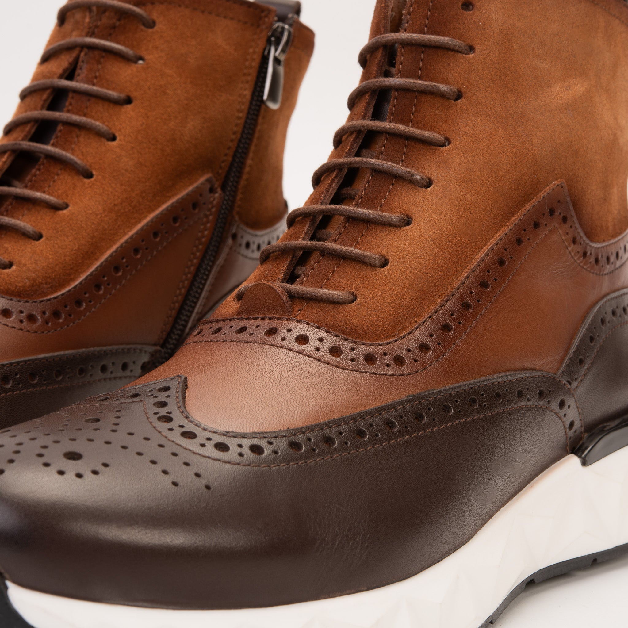 The Regent Brown Leather Wingtip Brogue Casual Boot - Vinci Leather