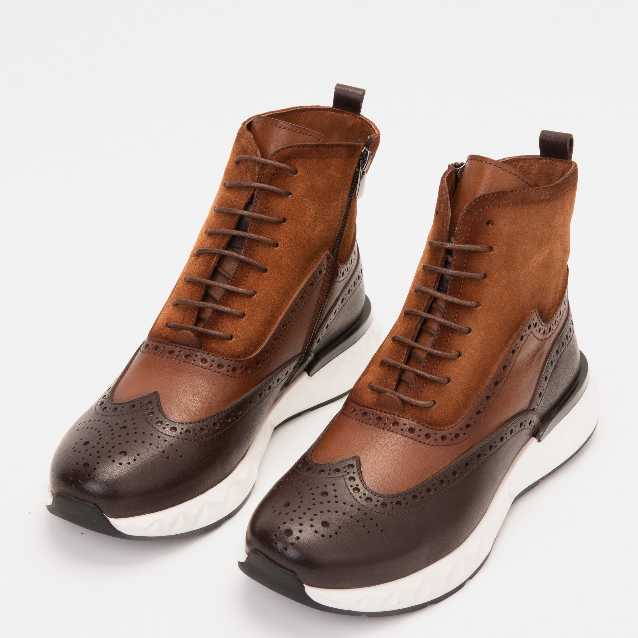 The Regent Brown Leather Wingtip Brogue Casual Boot - Vinci Leather