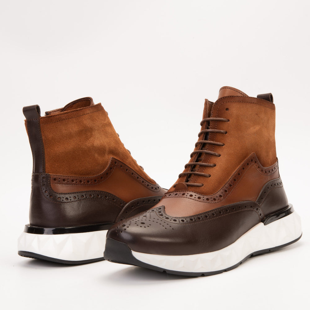 The Regent Brown Leather Wingtip Brogue Casual Boot - Vinci Leather