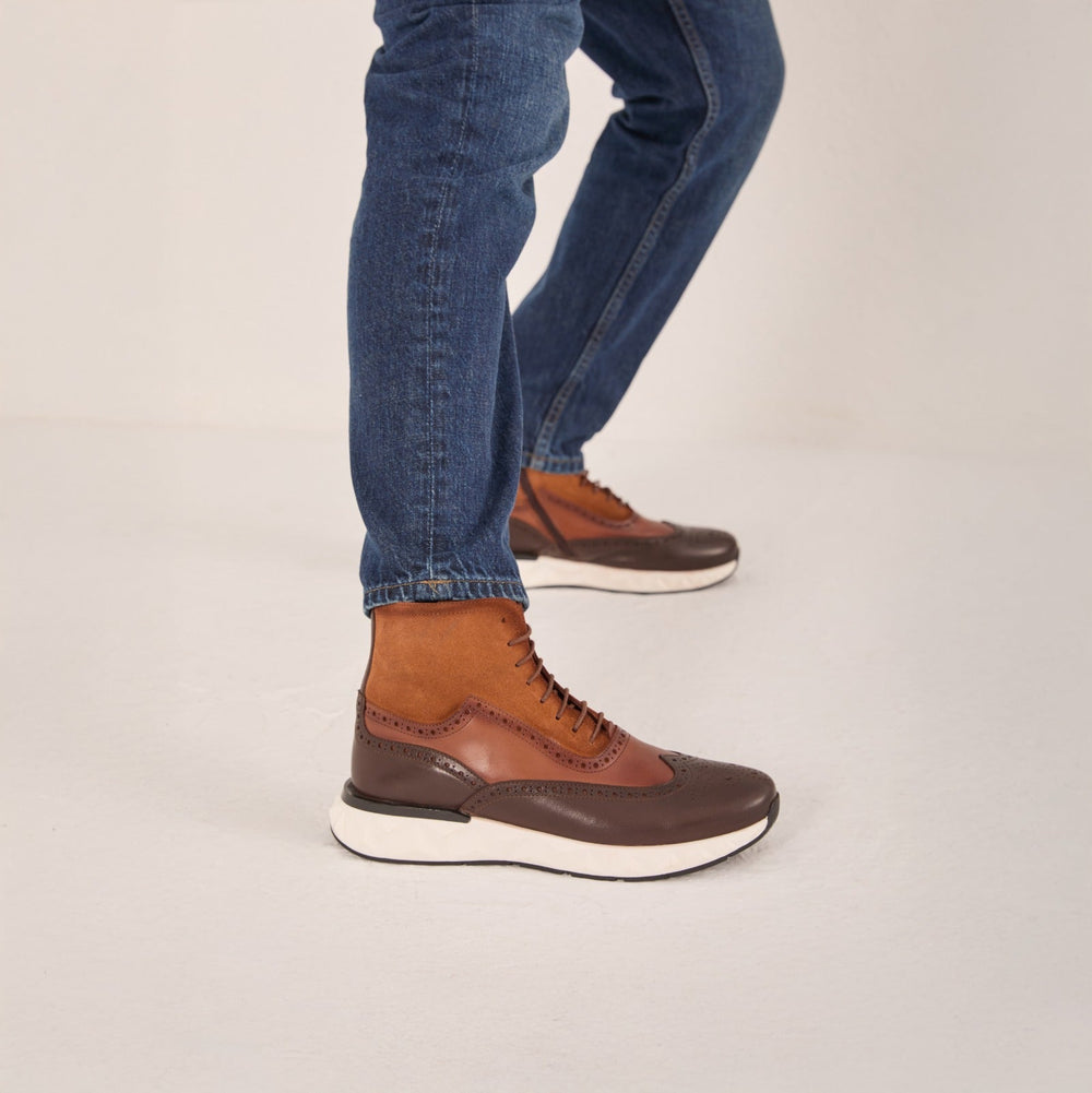 The Regent Brown Leather Wingtip Brogue Casual Boot - Vinci Leather