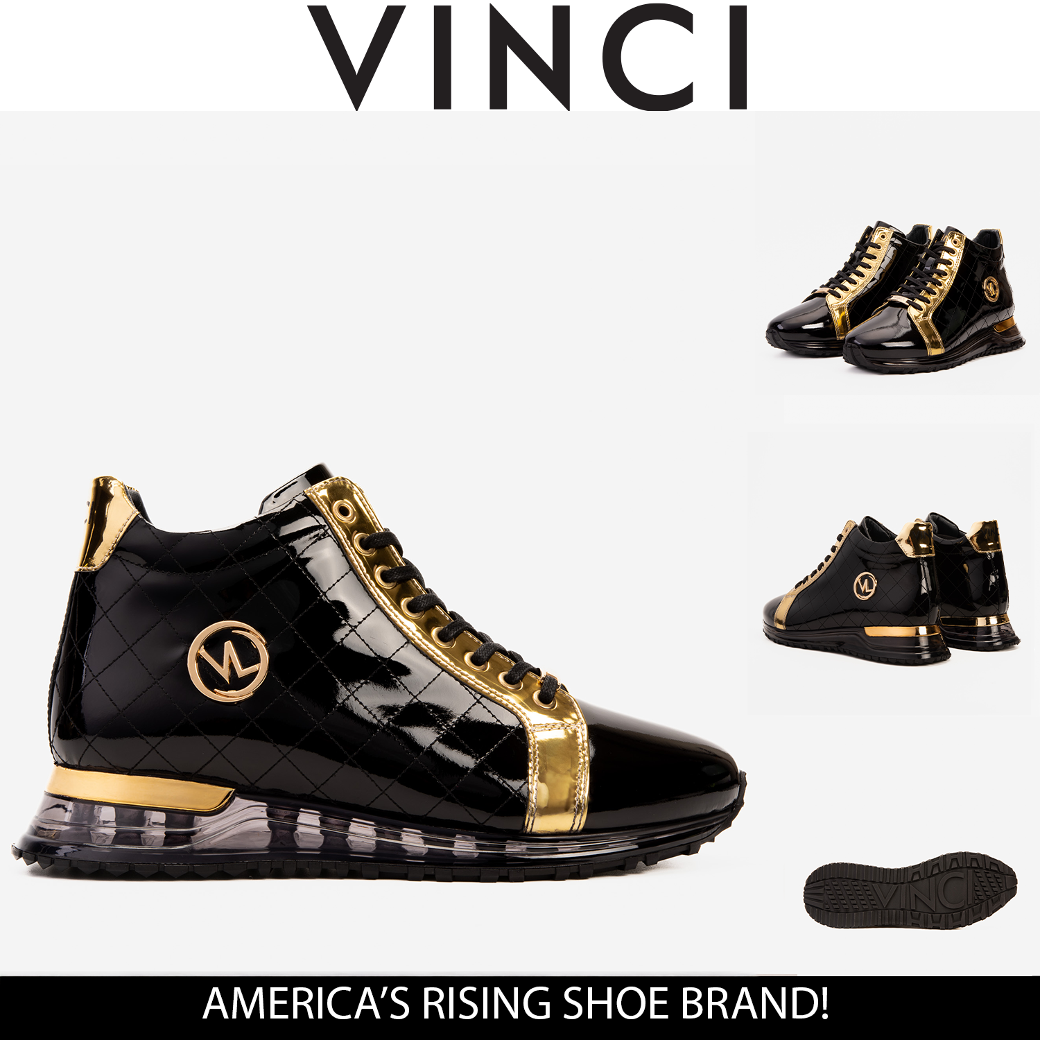 The Prestige Black Gold  Limited Edition  High-Top Sneaker - Vinci Leather