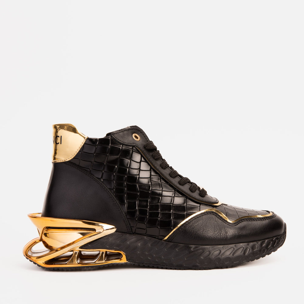 Bellagio Black Gold High-Top Sneaker - Vinci Leather