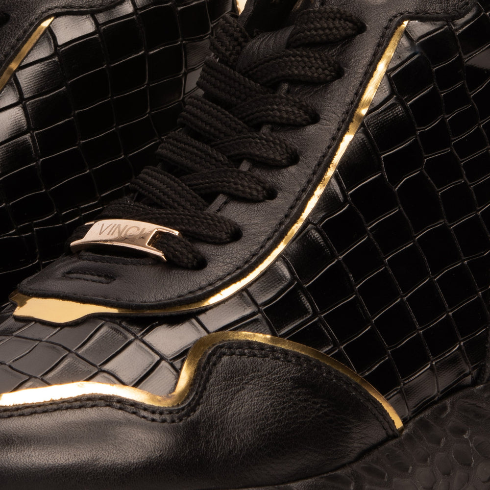 Bellagio Black Gold High-Top Sneaker - Vinci Leather