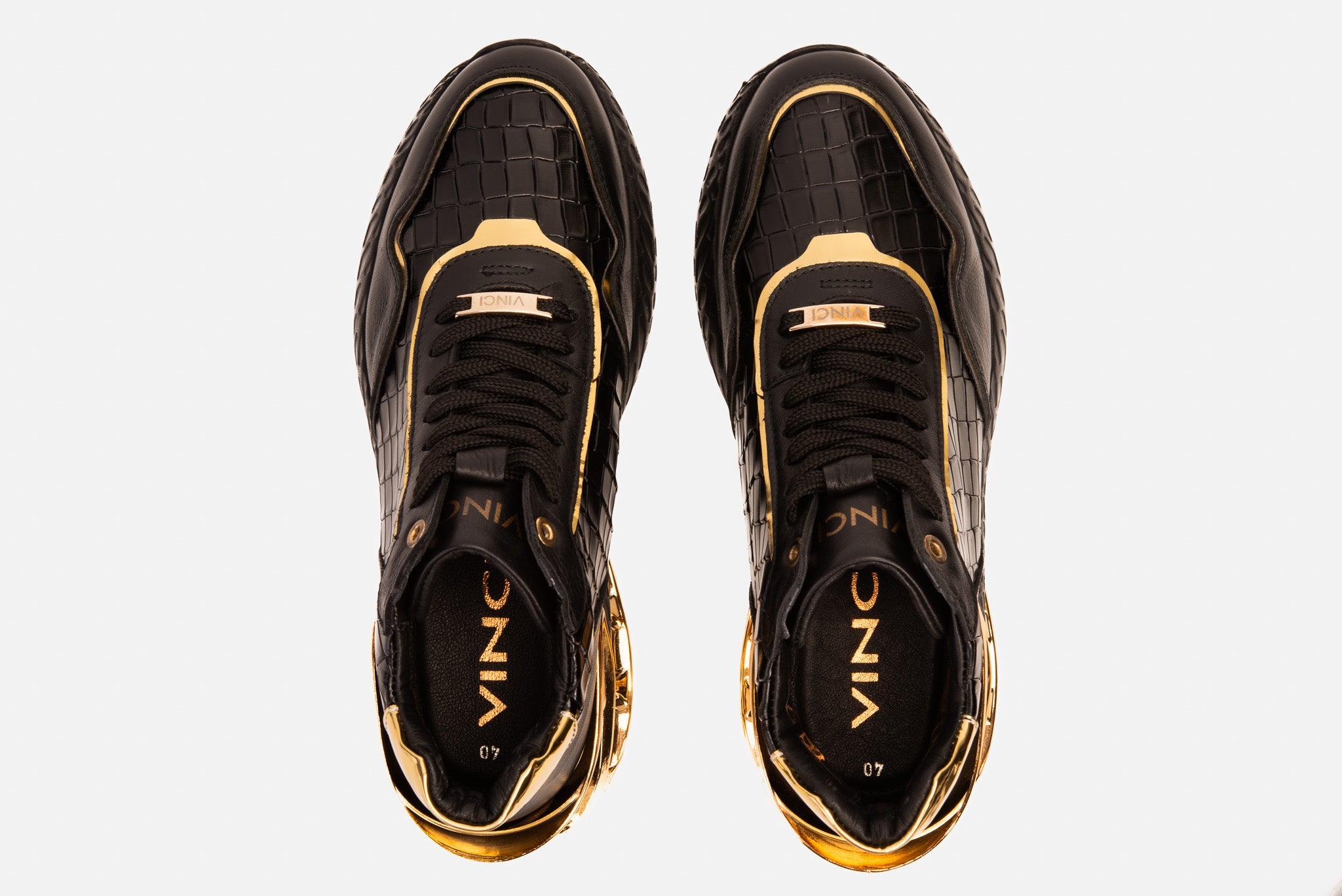 Bellagio Black Gold High-Top Sneaker - Vinci Leather