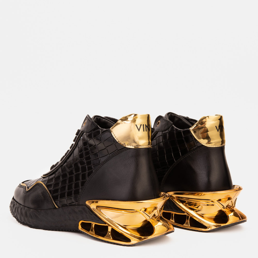 Bellagio Black Gold High-Top Sneaker - Vinci Leather
