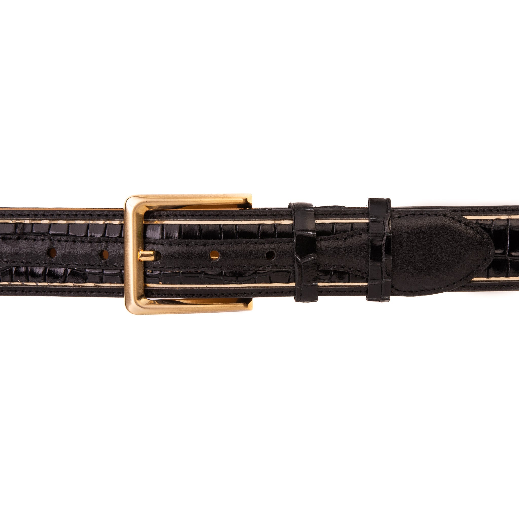 The Bellagio Black Gold Leather Belt - Vinci Leather