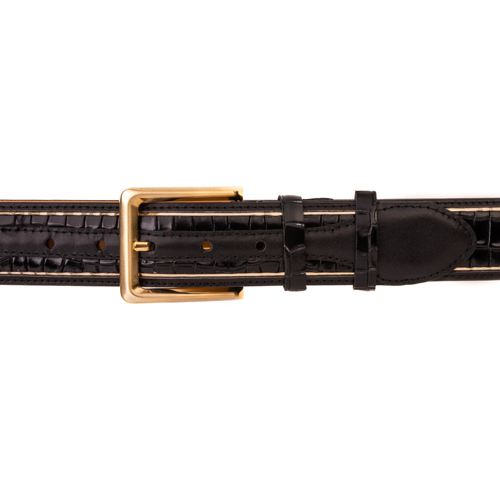 The Bellagio Black Gold Leather Belt - Vinci Leather