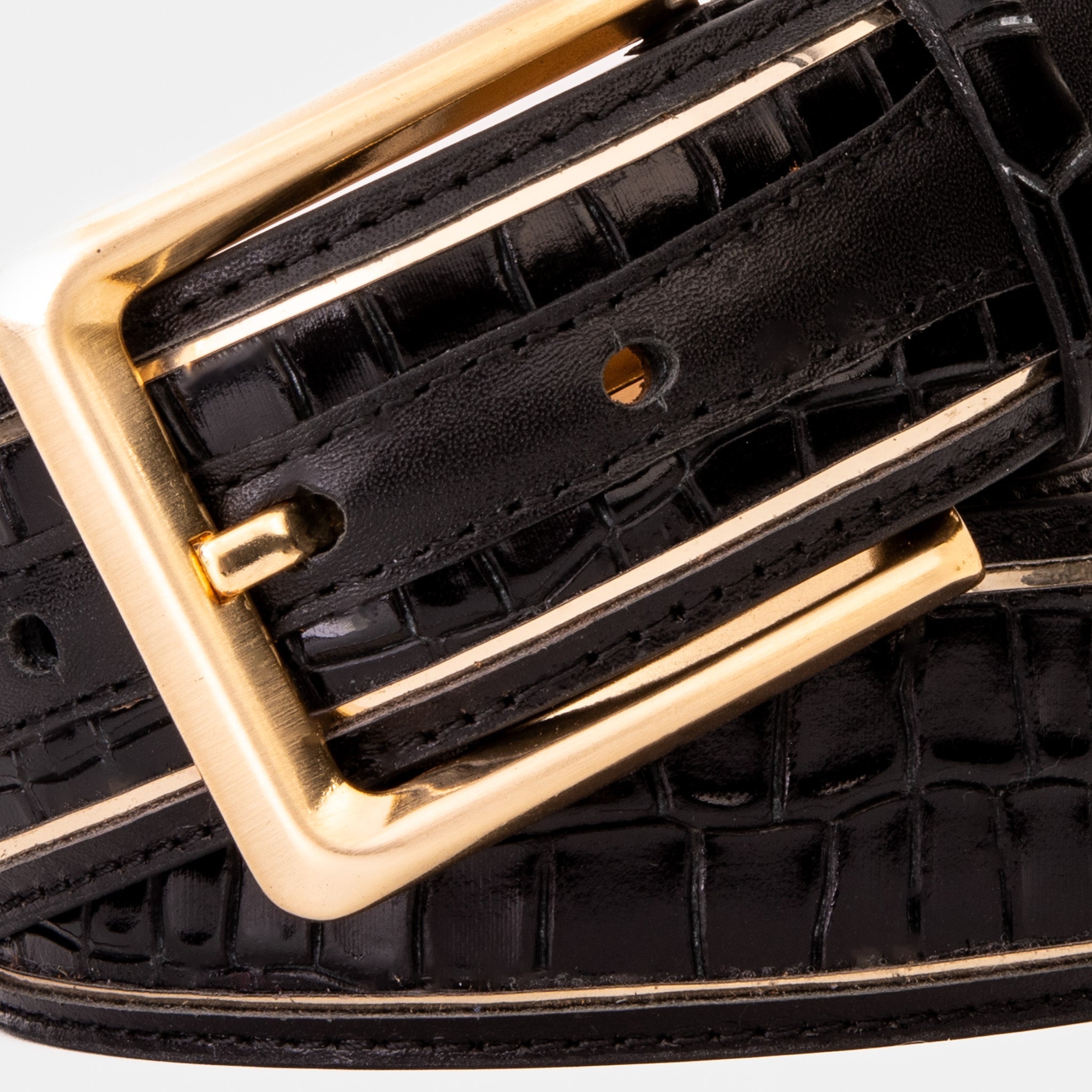 The Bellagio Black Gold Leather Belt - Vinci Leather