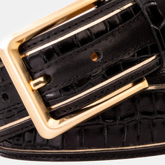 The Bellagio Black Gold Leather Belt - Vinci Leather
