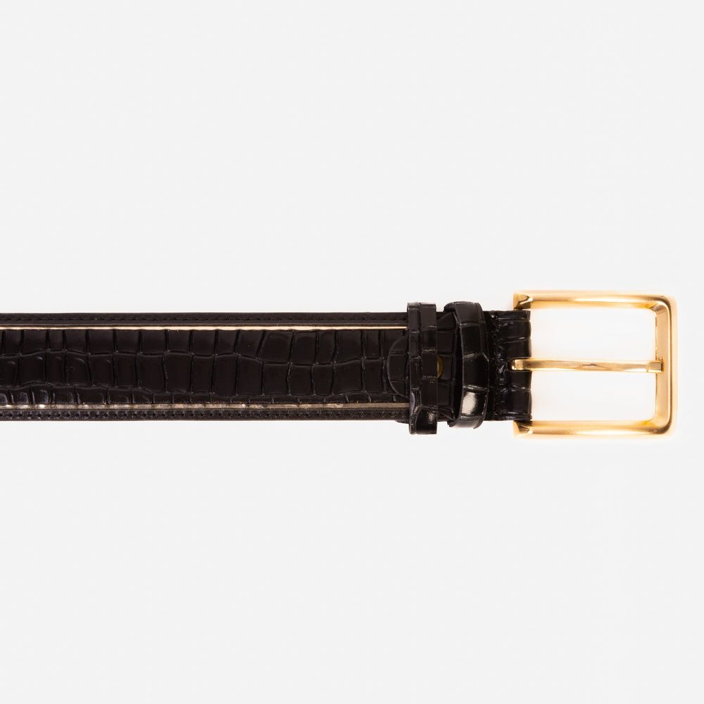 The Bellagio Black Gold Leather Belt - Vinci Leather