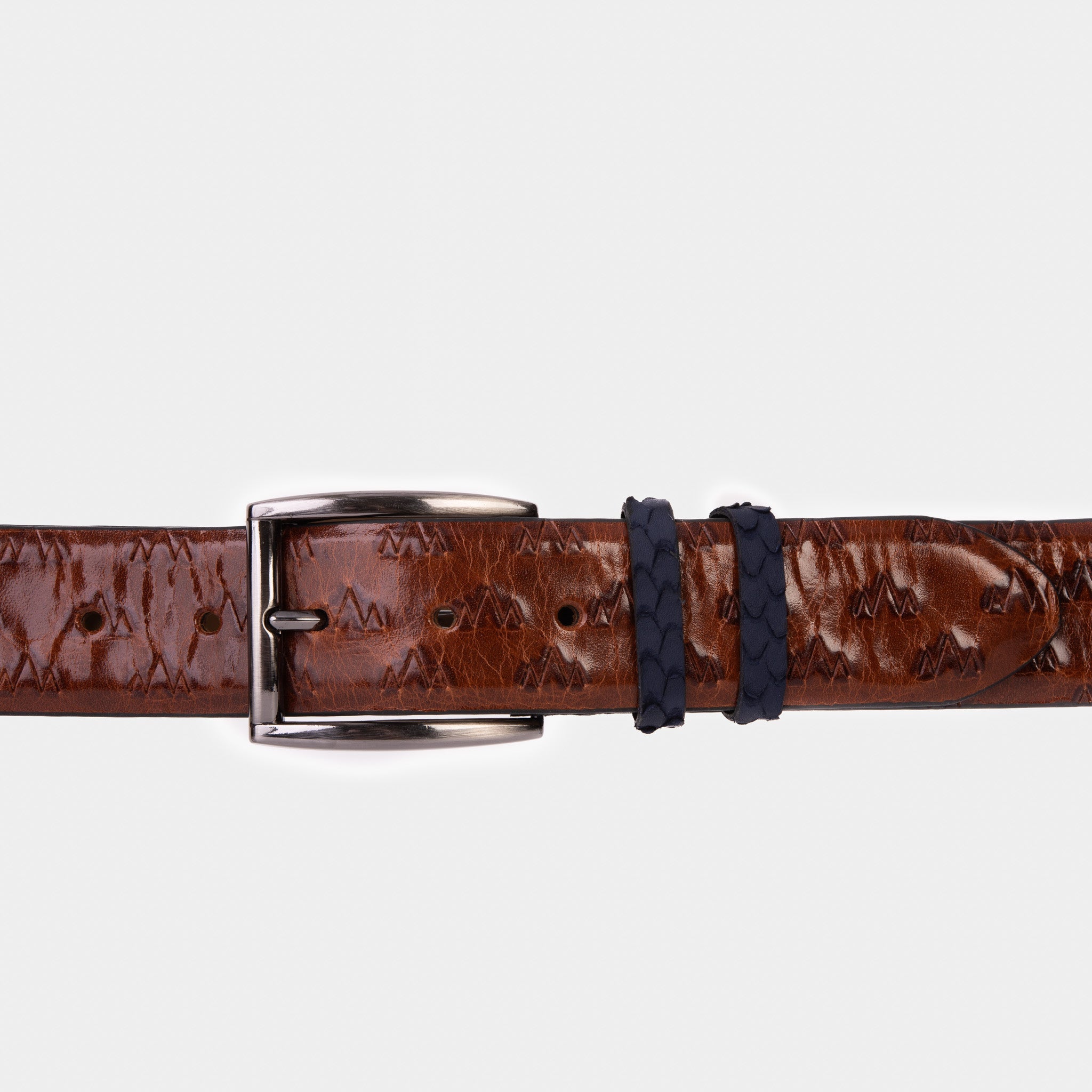 The Caesars Tan Navy Leather Belt - Vinci Leather