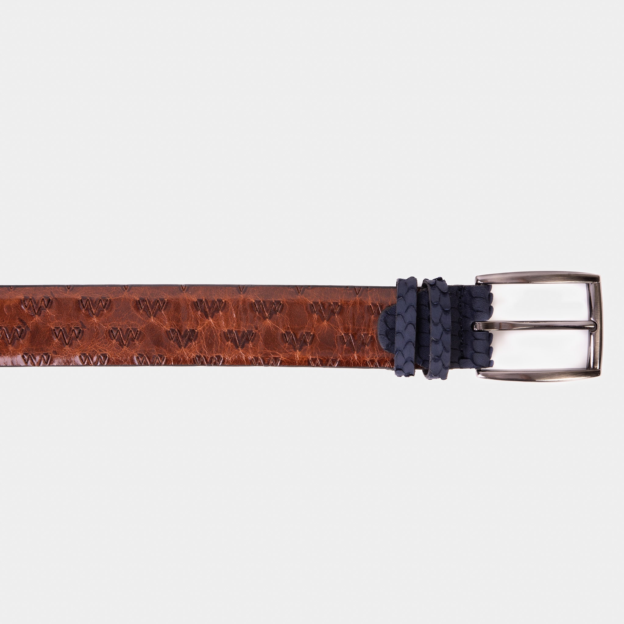 The Caesars Tan Navy Leather Belt - Vinci Leather