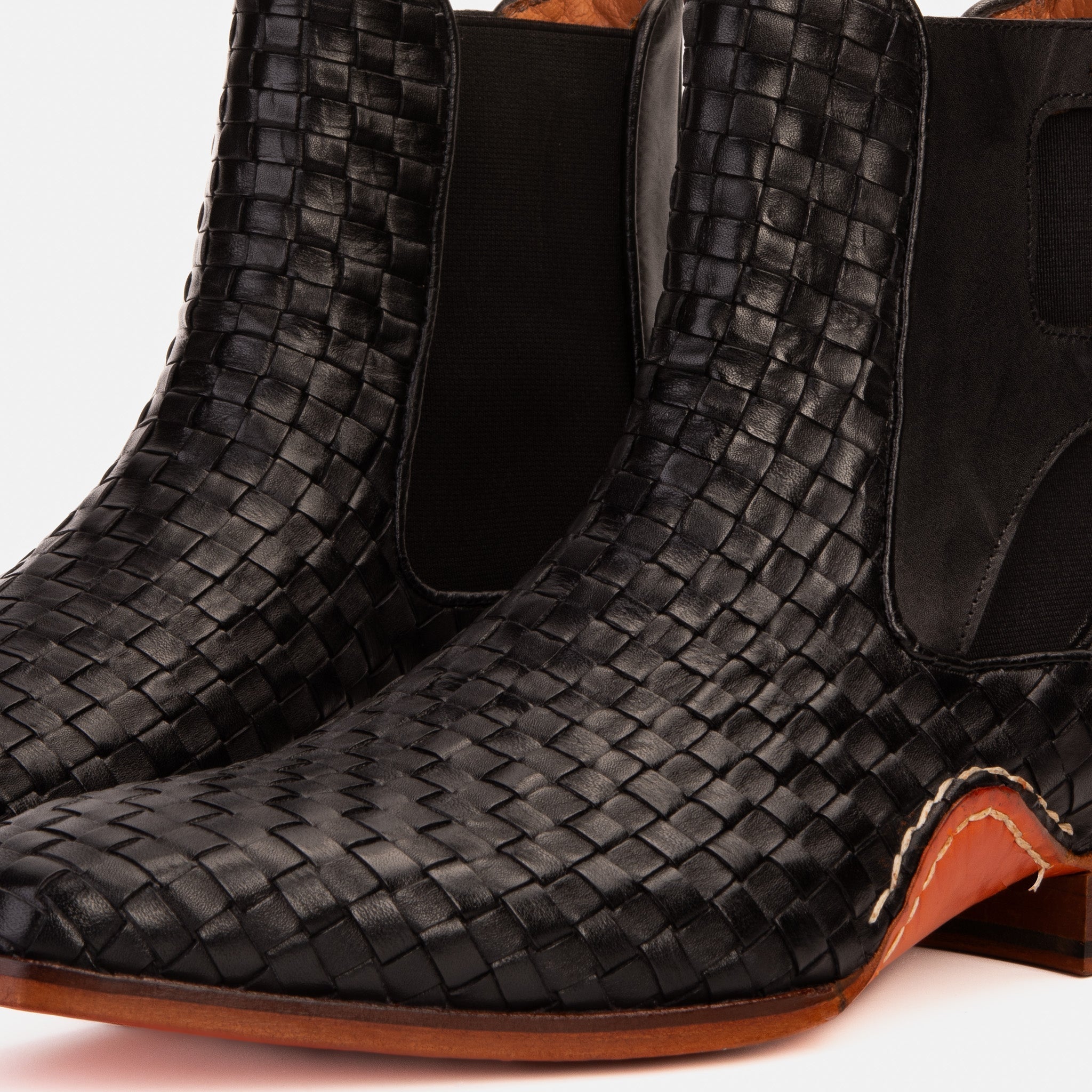 The Rolls Boot Woven Black Leather Double Monk Strap Handmade Shoe - Vinci Leather