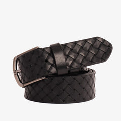 The Turan Black Woven Leather Belt - Vinci Leather
