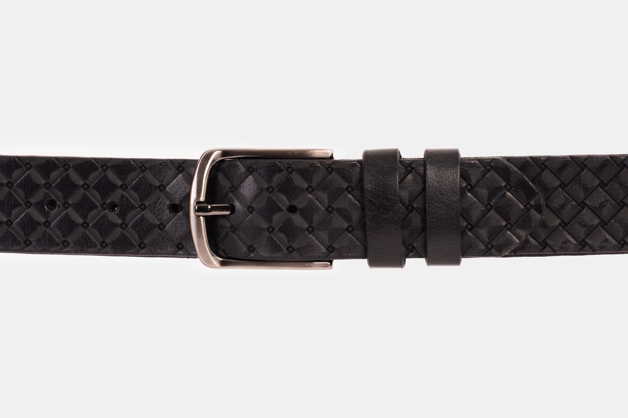 The Turan Black Woven Leather Belt - Vinci Leather